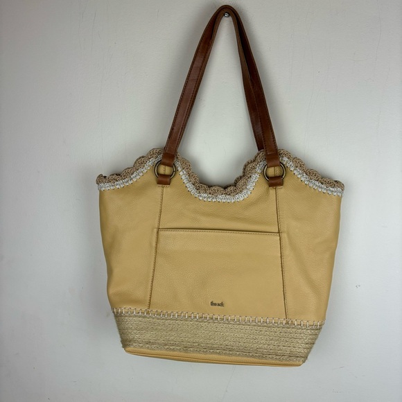 The SAK “Sierra” shoulder bag-Buttercup Espadrille leather w/crochet trim - Picture 2 of 16